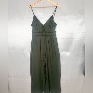 Blue Rain Green Jumpsuit with Spaghetti Straps‎ and V-Neckline
